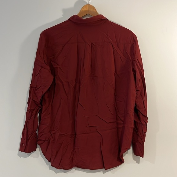 SAMSOE SAMSOE Long Sleeve Flowy Button Down Blouse Women’s Medium Burgundy - Picture 5 of 5